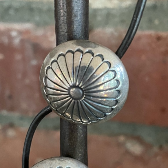 Vintage Native American Sterling Flower Concho Earrings - Picture 6 of 11